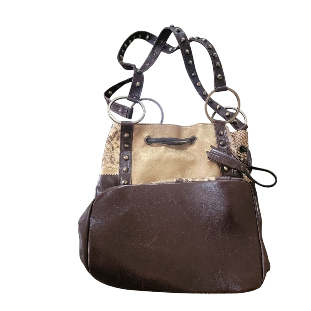 Claudia Ciuti Leather Sequin Snakeprint Purse - Picture 4 of 5